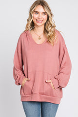 Mauve Front Pocket Maternity Hoodie