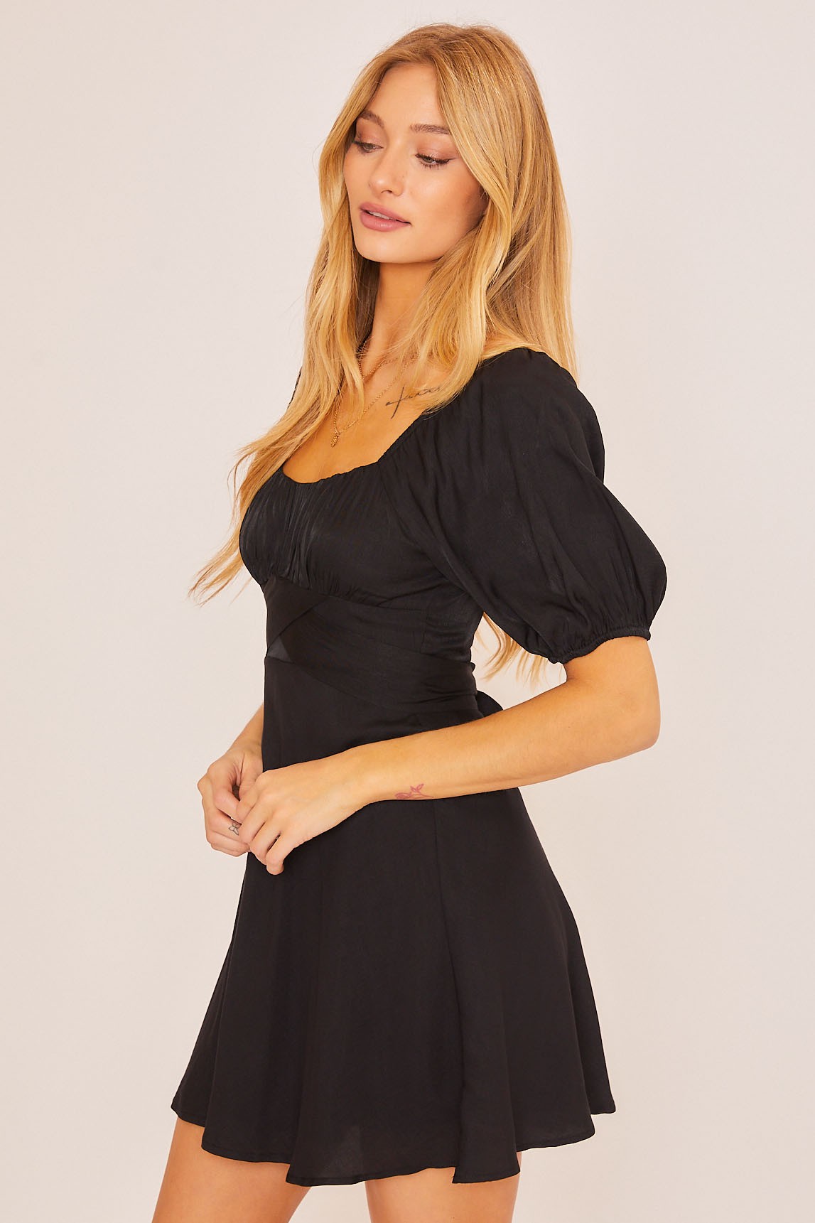 Black Mini Dress With Wrap Around Tie Detail
