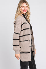 Mocha Striped Chunky Knit Cardigan