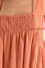 Burnt Orange Linen Flowy Dress