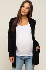 Black Basic Open Front Maternity Cardigan