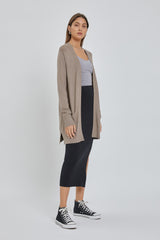 Taupe Basic Open Front Maternity Cardigan