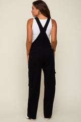 Black Cargo Pocket Maternity Denim Overalls