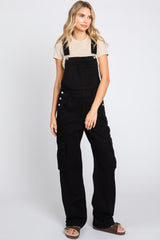 Black Cargo Pocket Maternity Denim Overalls