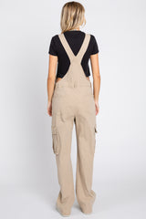 Beige Cargo Pocket Denim Overalls