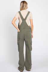 Olive Cargo Pocket Denim Overalls