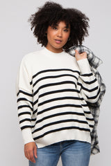 Black Striped Drop Shoulder Sweater