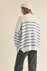 Periwinkle Striped Drop Shoulder Sweater