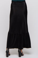 Black Plisse Maternity Maxi Skirt