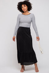 Black Plisse Maxi Skirt