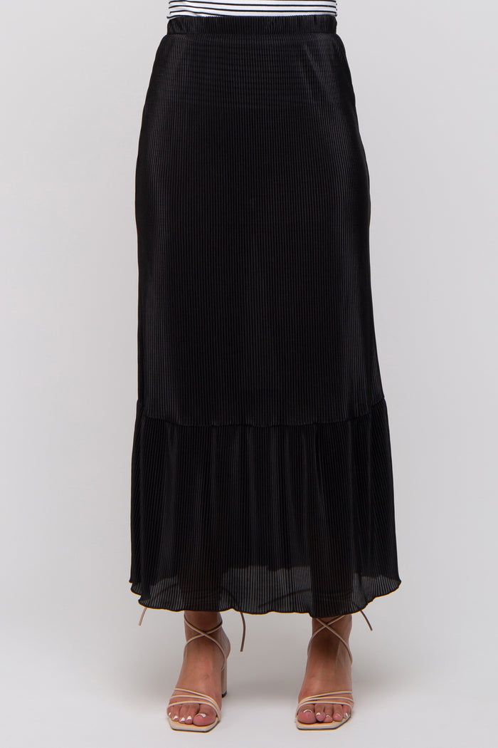 Black Plisse Maxi Skirt