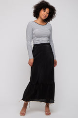 Black Plisse Maxi Skirt