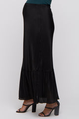 Black Plisse Maternity Maxi Skirt