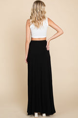 Black Front Tie Accent Maxi Skirt