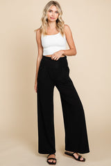 Black Foldover Band Wide Leg Maternity Lounge Pants