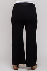 Black Foldover Band Wide Leg Maternity Plus Lounge Pants