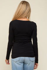 Black Basic Long Sleeve Maternity Top