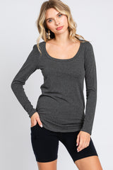 Charcoal Basic Long Sleeve Maternity Top