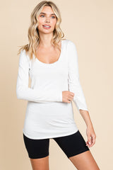 White Basic Long Sleeve Maternity Top