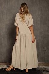 Natural Linen Tiered Dress