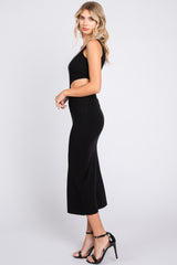 Black Sleeveless Side Cutout Midi Dress