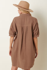 Mocha Mini Shirt Dress