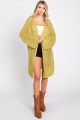 Lime Open Knit Maternity Cardigan