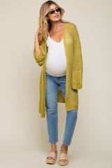 Lime Open Knit Maternity Cardigan