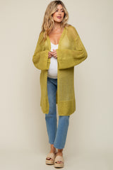 Lime Open Knit Maternity Cardigan