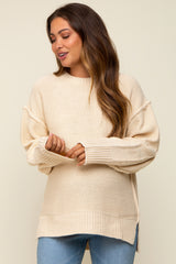 Cream Exposed Seam Maternity Sweater