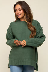 Olive Exposed Seam Maternity Sweater