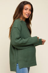 Olive Exposed Seam Maternity Sweater