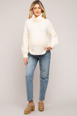 Cream Chunky Knit Turtle Neck Maternity Sweater