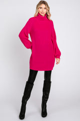 Fuchsia Turtleneck Sweater Mini Dress