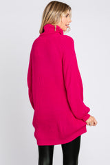 Fuchsia Turtleneck Sweater Mini Dress