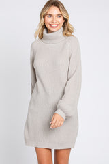 Heather Grey Turtleneck Sweater Mini Dress