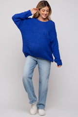 Royal Blue Chunky Loose Knit Maternity Sweater