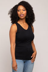 Black Basic V-Neck Seamless Tank