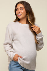 Cream Knit Pullover Maternity Sweater