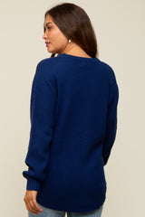 Navy Knit Pullover Maternity Sweater