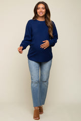 Navy Knit Pullover Maternity Sweater