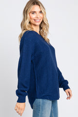 Navy Knit Pullover Sweater