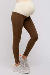 Brown Basic Maternity Leggings