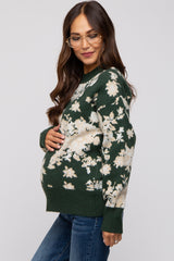 Forest Green Floral Maternity Sweater