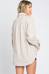 Beige Fleece Double Front Pocket Jacket