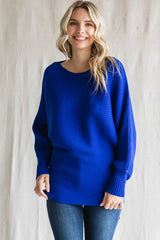 Royal Blue Knit Dolman Sleeve Sweater