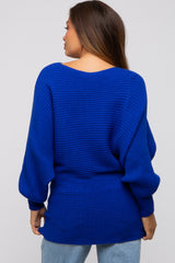 Royal Blue Knit Dolman Sleeve Maternity Sweater