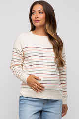 Multi-Color Stripe Soft Knit Maternity Sweater