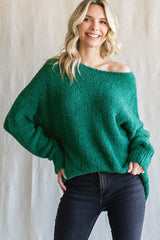 Forest Green Fuzzy Knit Maternity Sweater