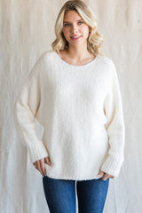 Ivory Fuzzy Knit Maternity Sweater